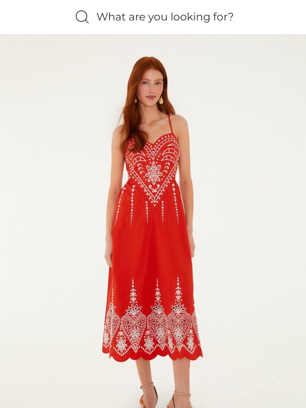 FARM Rio Red heart embroidered open back cotton midi dress - Picture 2 of 14